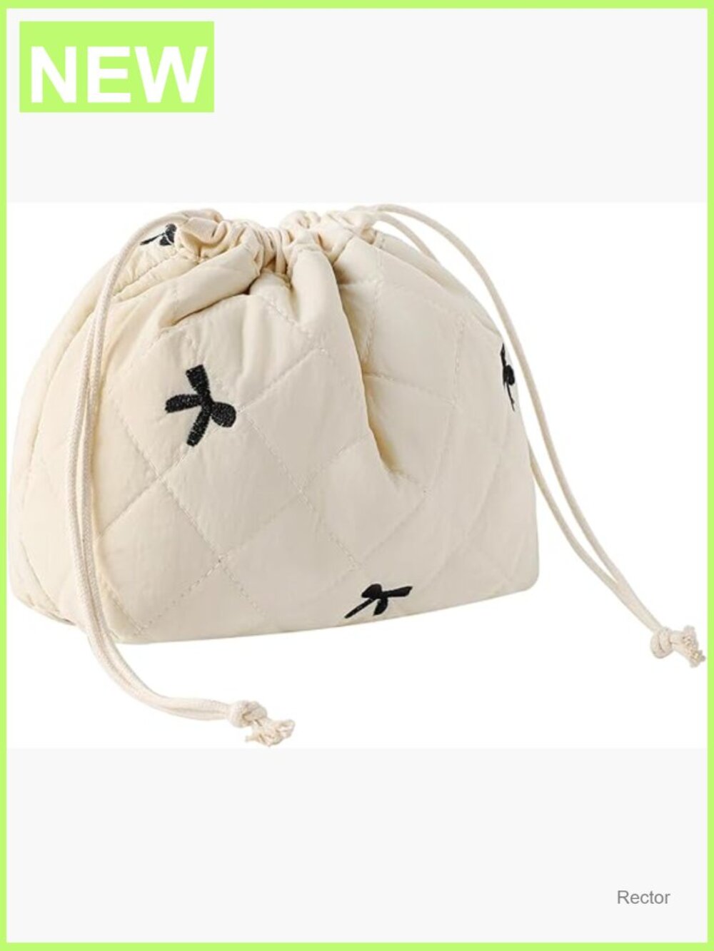 Quilted Drawstring Makeup Bag with Canvas Lining, Travel Toiletry Bag, Gift Bag